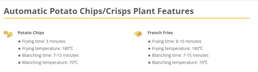 potato chips plant features